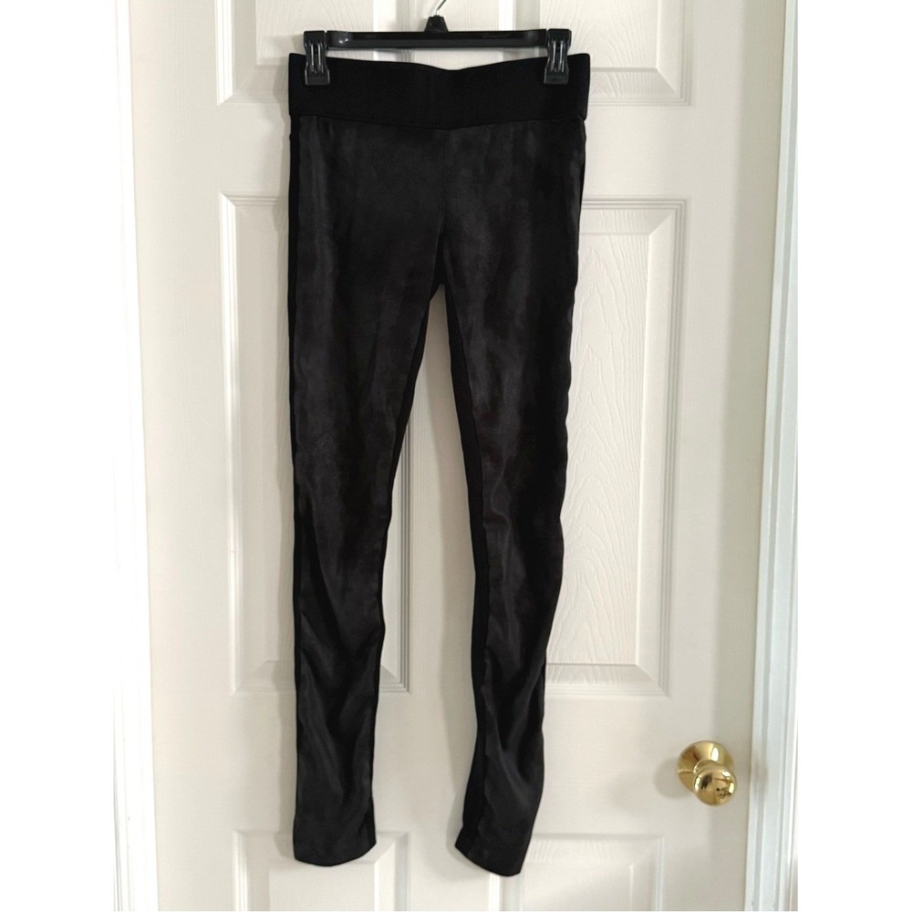 Club Monaco Black Faux Leather Front Ponte Knit Leggings Size 2